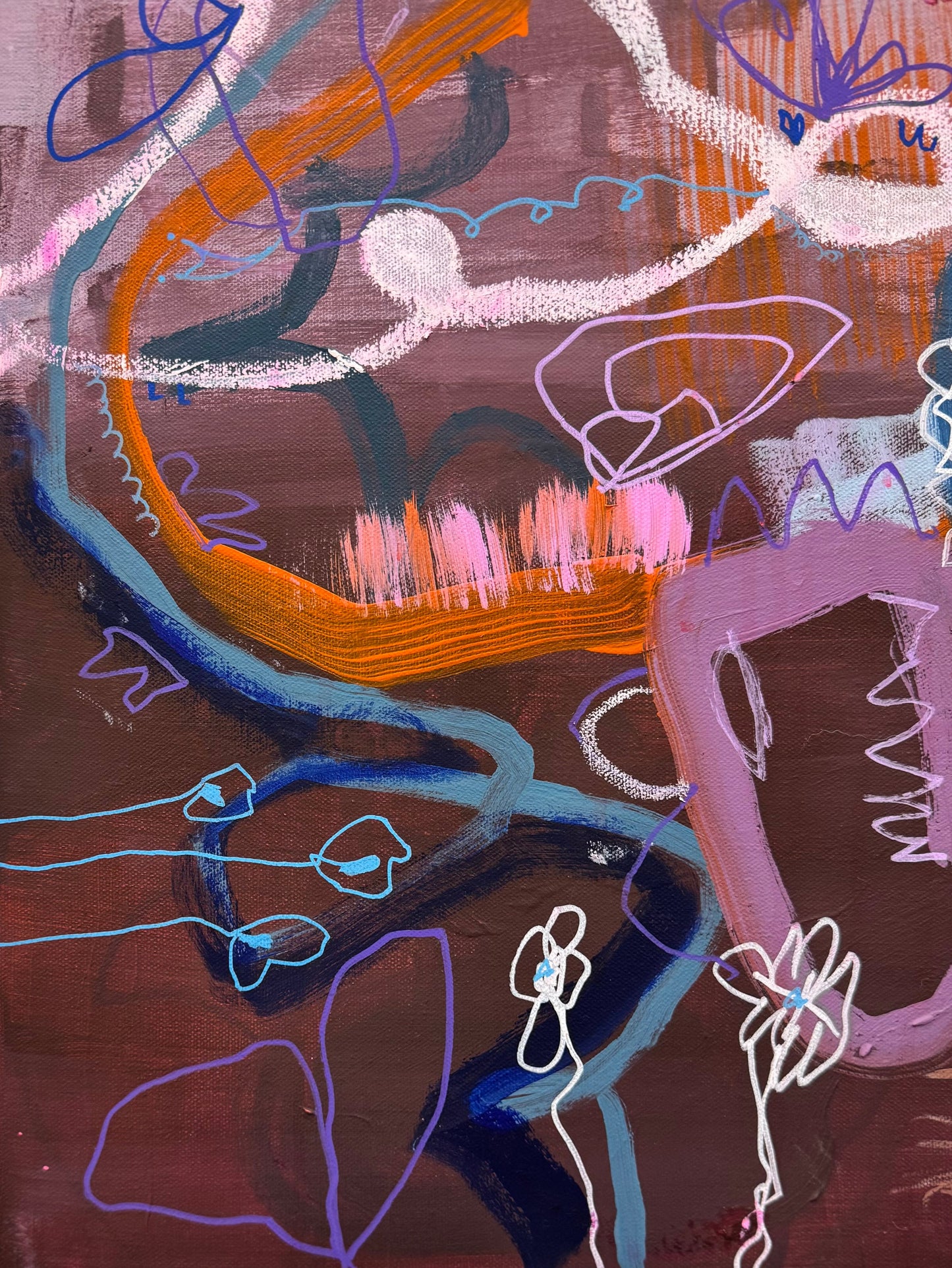 Abstract artwork titled "The Road Less Travelled" by Marisa Gouda, exploring choices and alternate paths.