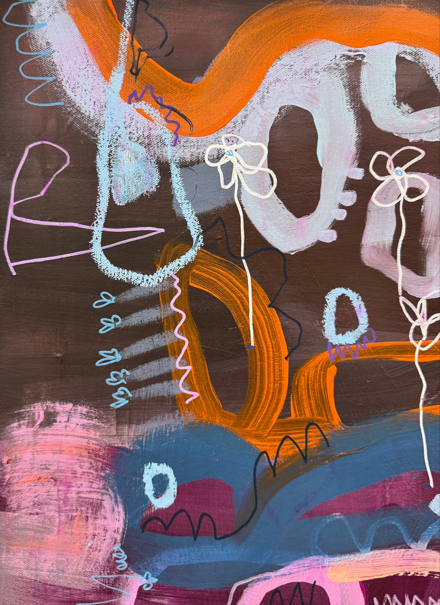 Abstract artwork titled "The Road Less Travelled" by Marisa Gouda, exploring choices and alternate paths.
