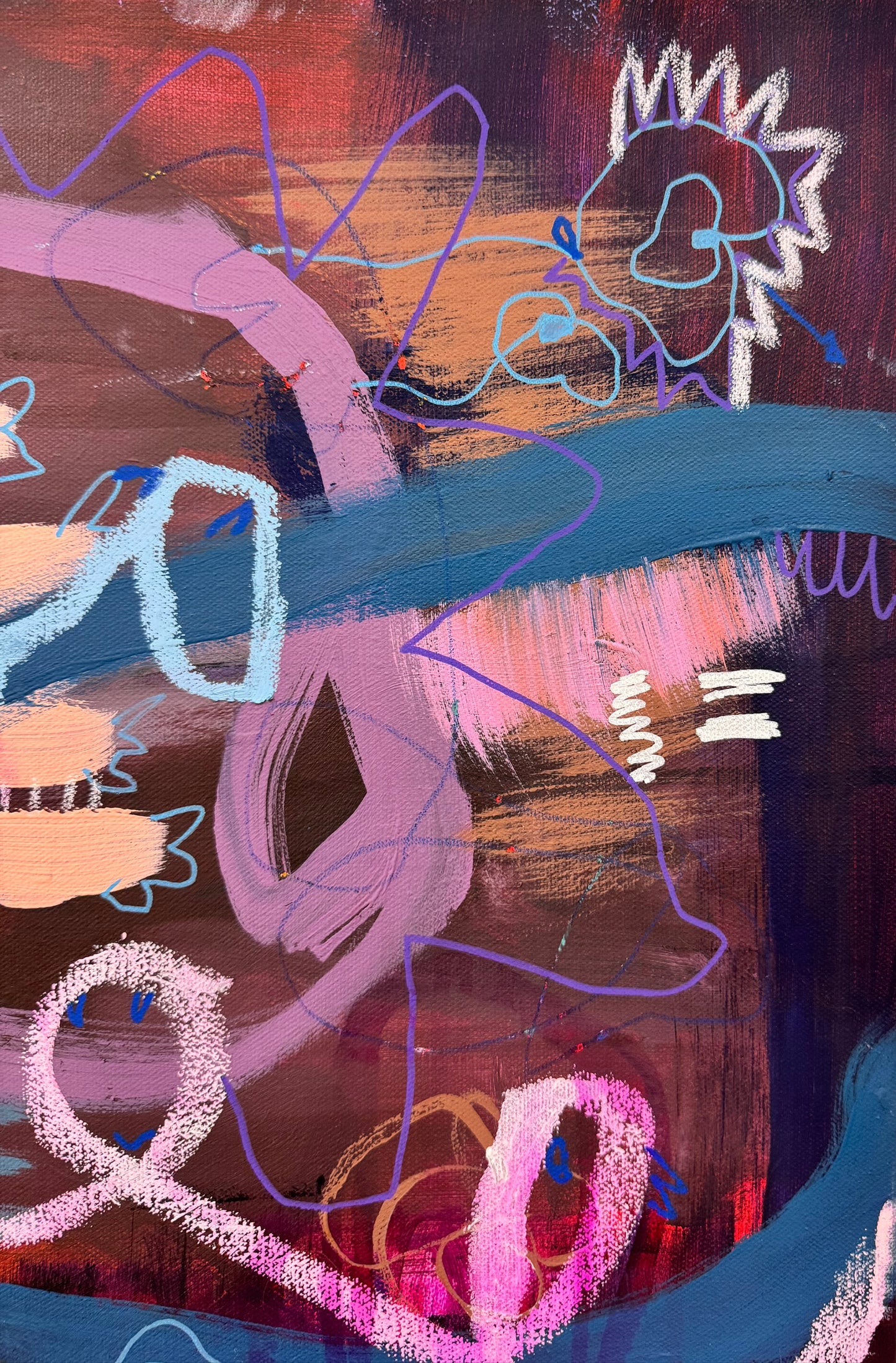 Abstract artwork titled "The Road Less Travelled" by Marisa Gouda, exploring choices and alternate paths.