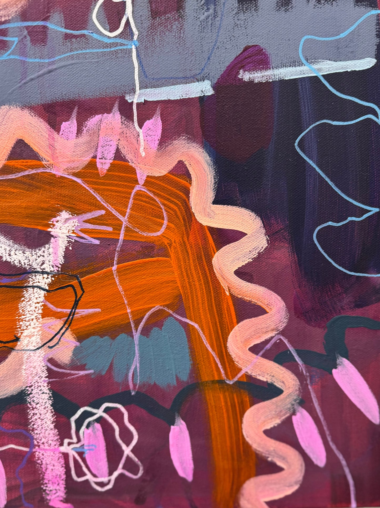 Abstract artwork titled "The Road Less Travelled" by Marisa Gouda, exploring choices and alternate paths.