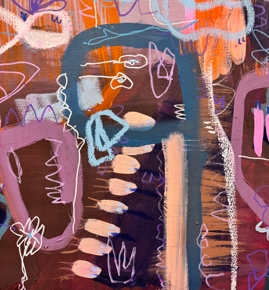 Abstract artwork titled "The Road Less Travelled" by Marisa Gouda, exploring choices and alternate paths.