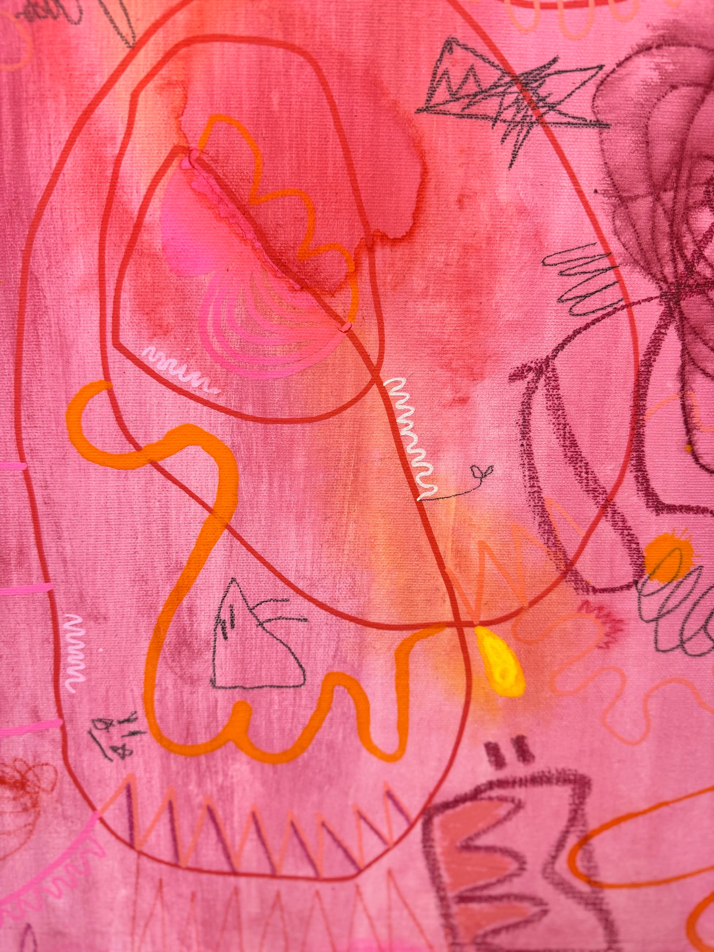 Playful and vivid abstract painting titled "Permission Not Required" by Marisa Gouda, inspired by inner freedom.