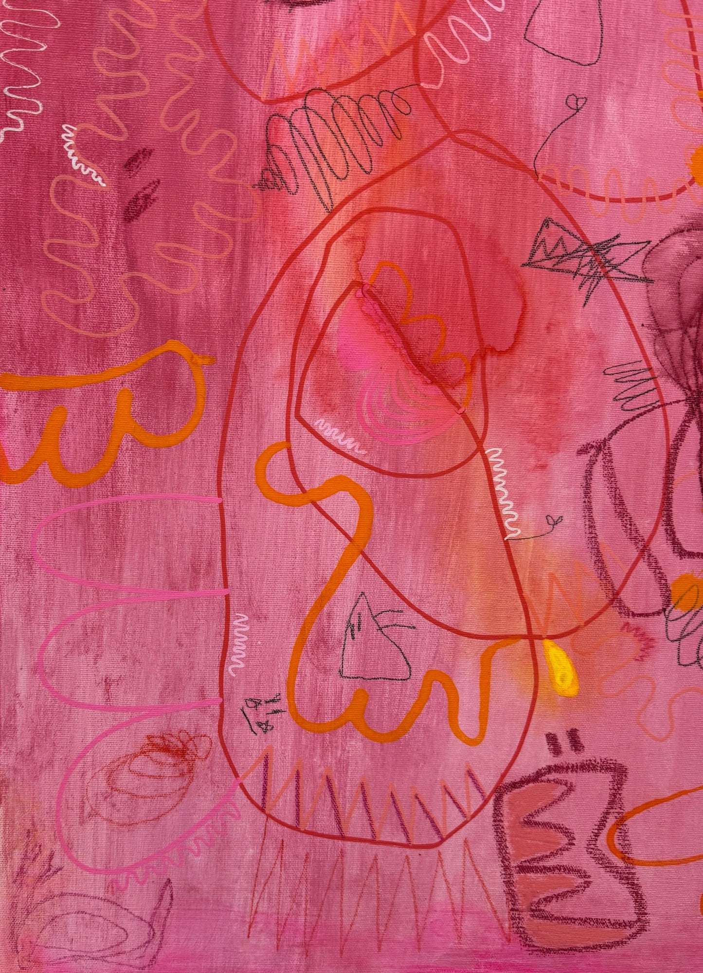 Playful and vivid abstract painting titled "Permission Not Required" by Marisa Gouda, inspired by inner freedom.