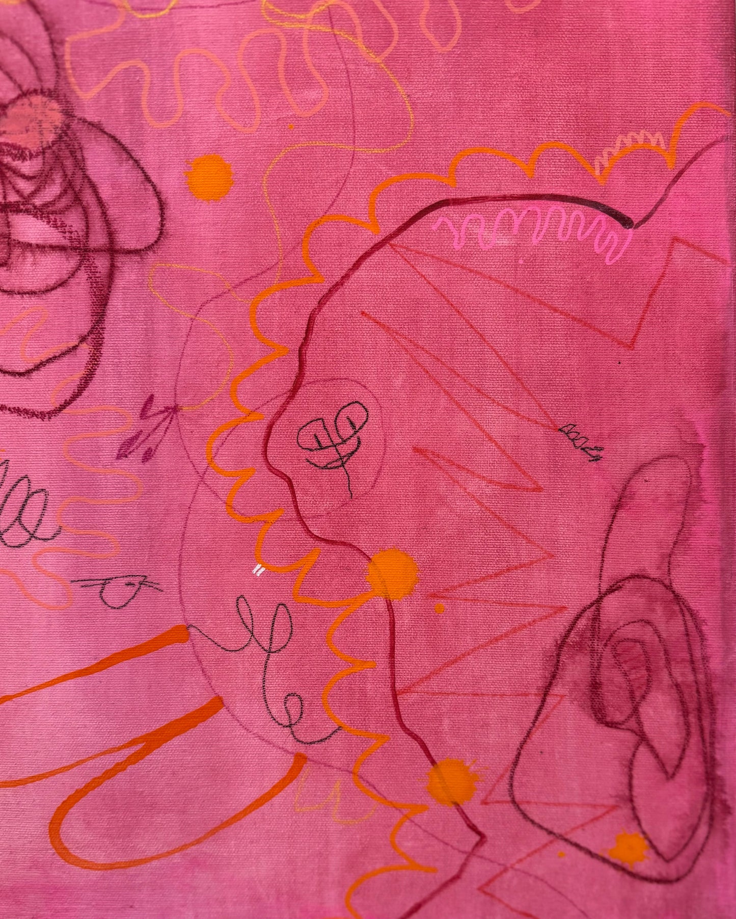 Playful and vivid abstract painting titled "Permission Not Required" by Marisa Gouda, inspired by inner freedom.