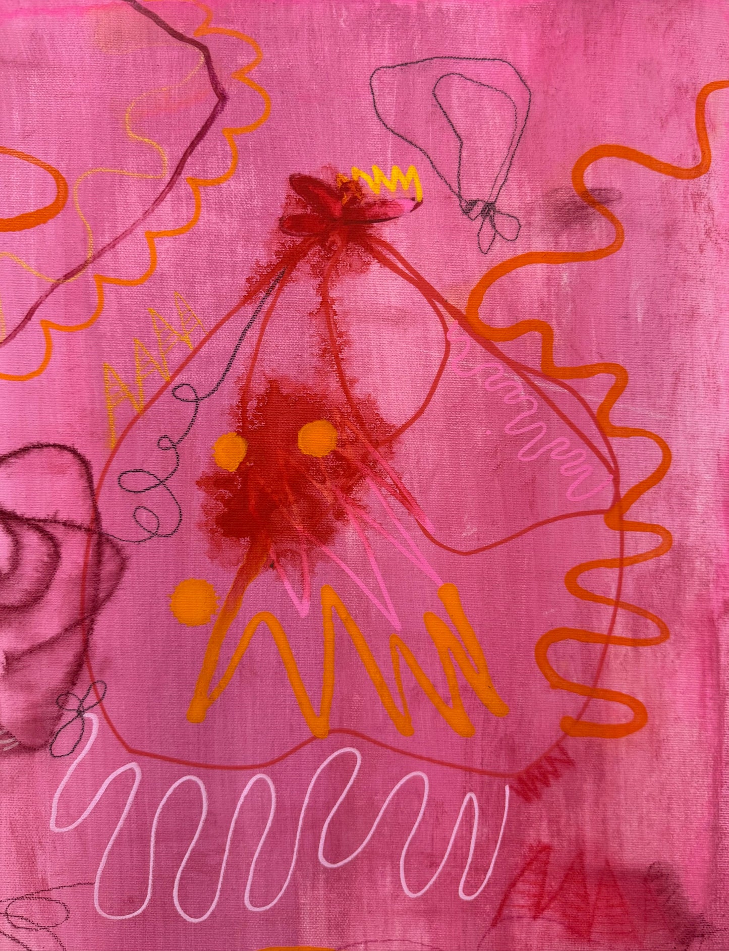 Playful and vivid abstract painting titled "Permission Not Required" by Marisa Gouda, inspired by inner freedom.