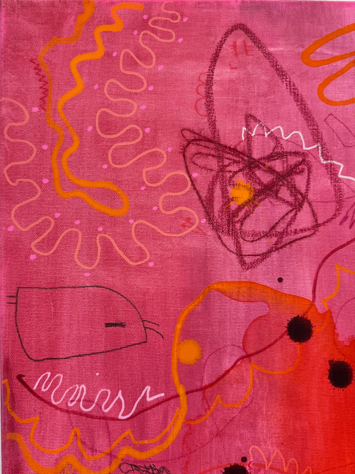 Playful and vivid abstract painting titled "Permission Not Required" by Marisa Gouda, inspired by inner freedom.
