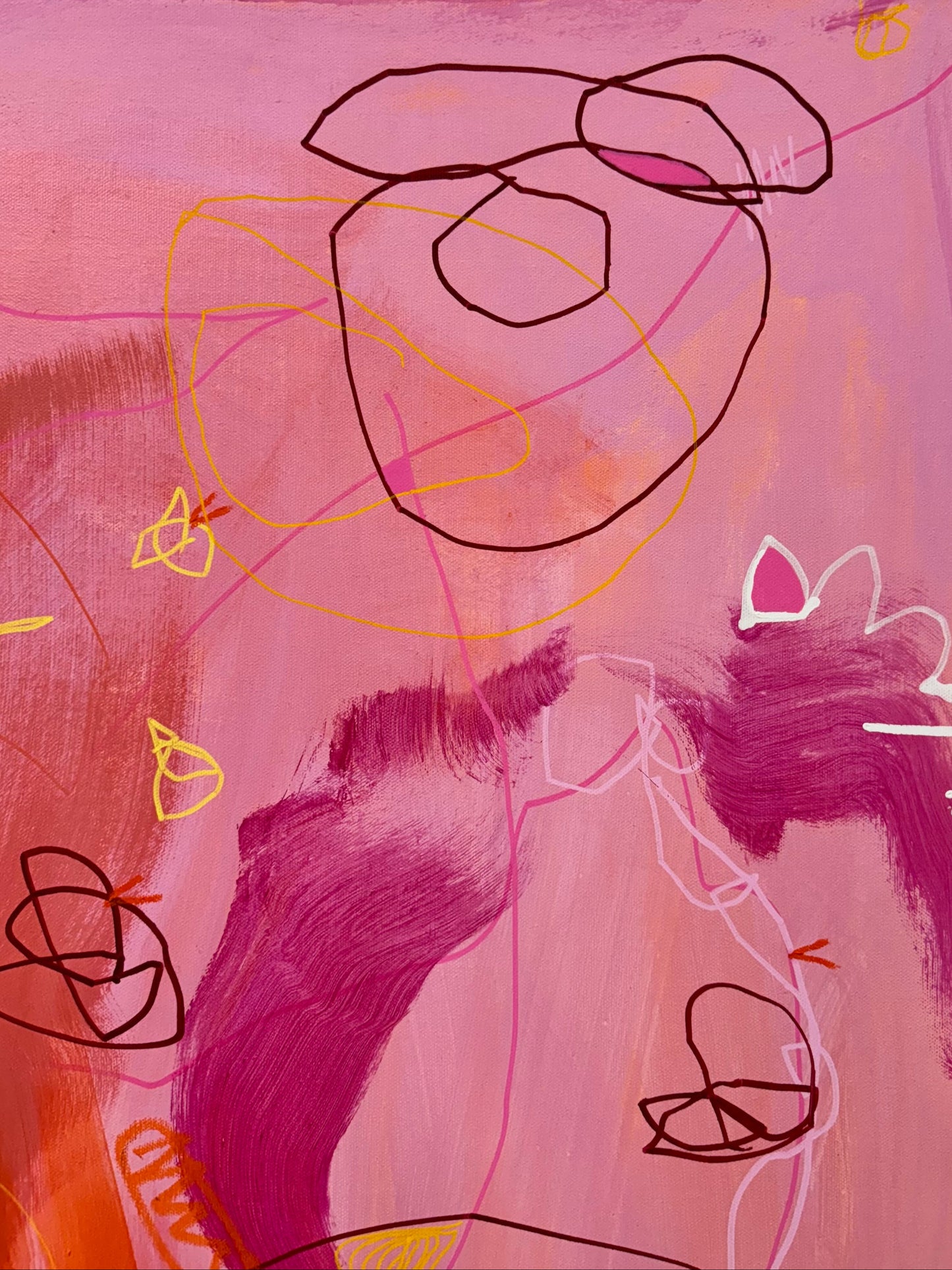 Abstract mixed media artwork titled "Say That Again" by Marisa Gouda, bold and energetic.