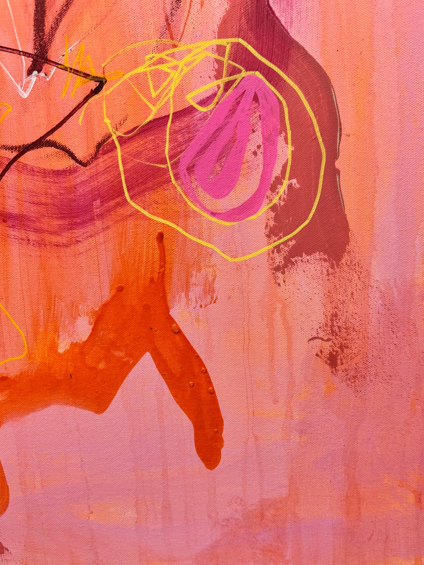 Abstract mixed media artwork titled "Say That Again" by Marisa Gouda, bold and energetic.