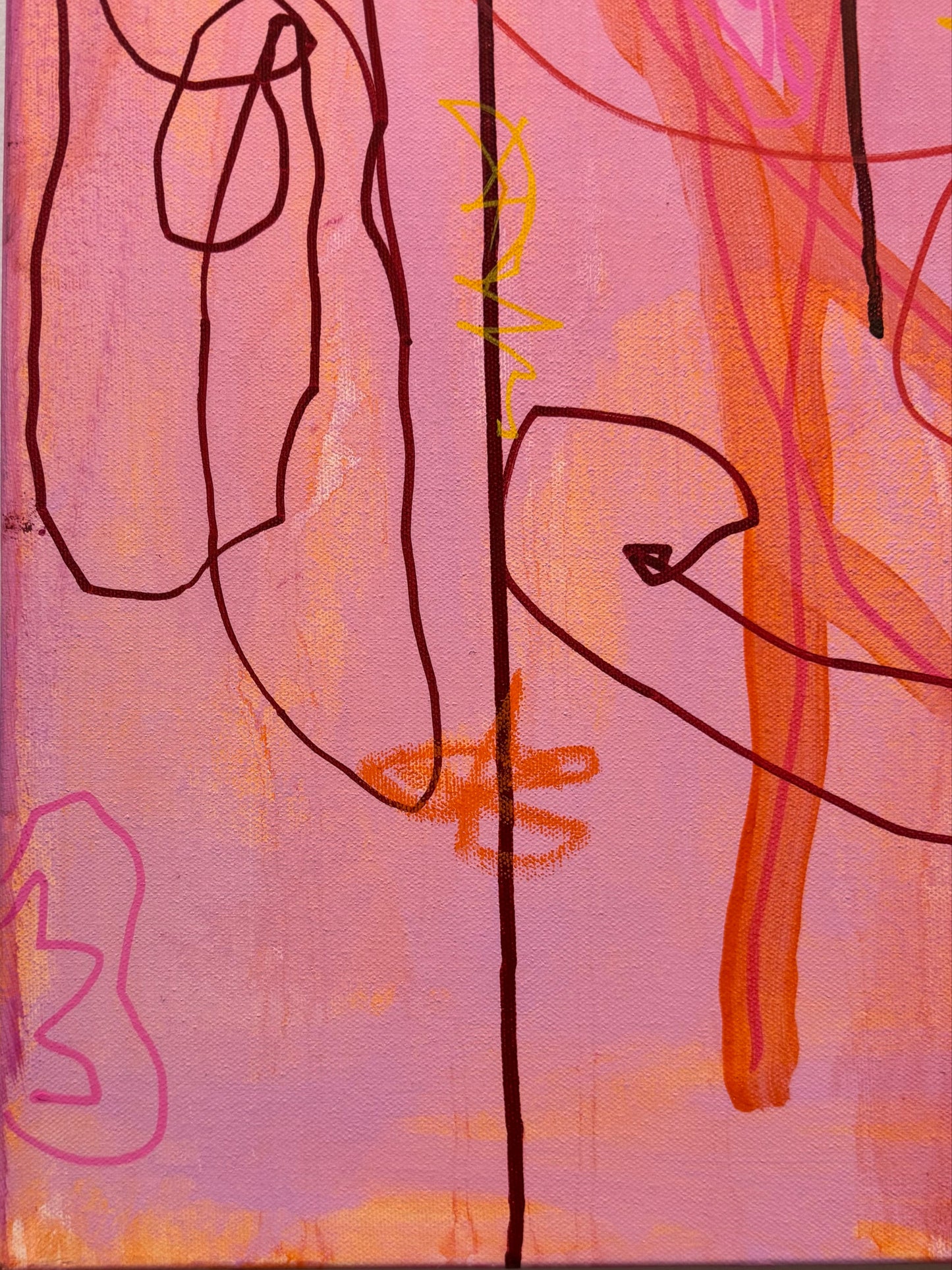 Abstract mixed media artwork titled "Say That Again" by Marisa Gouda, bold and energetic.