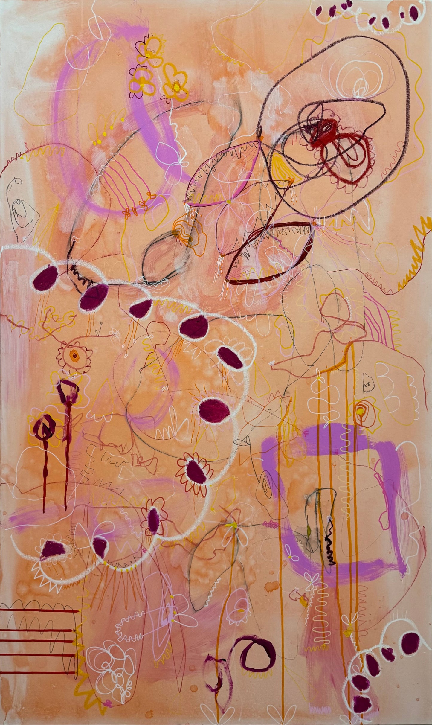 Abstract mixed media artwork titled "But Louder This Time" by Marisa Gouda, vibrant and expressive.