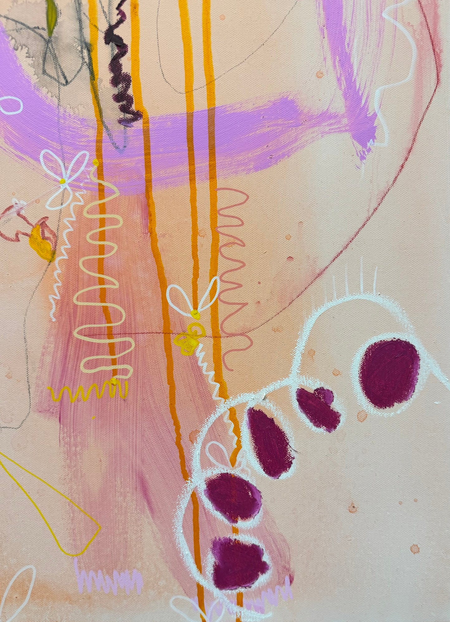 Abstract mixed media artwork titled "But Louder This Time" by Marisa Gouda, vibrant and expressive.