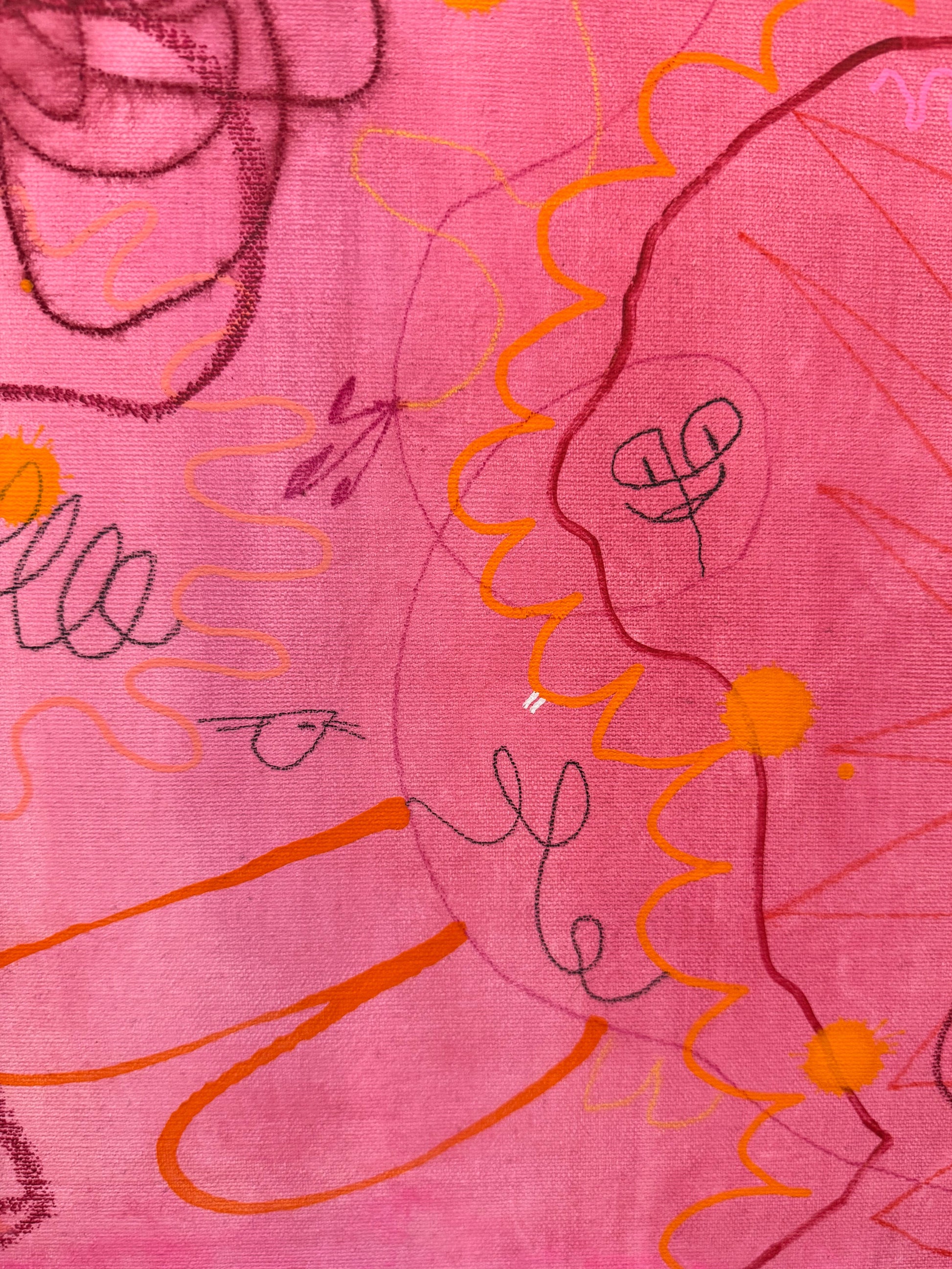 Playful and vivid abstract painting titled "Permission Not Required" by Marisa Gouda, inspired by inner freedom.
