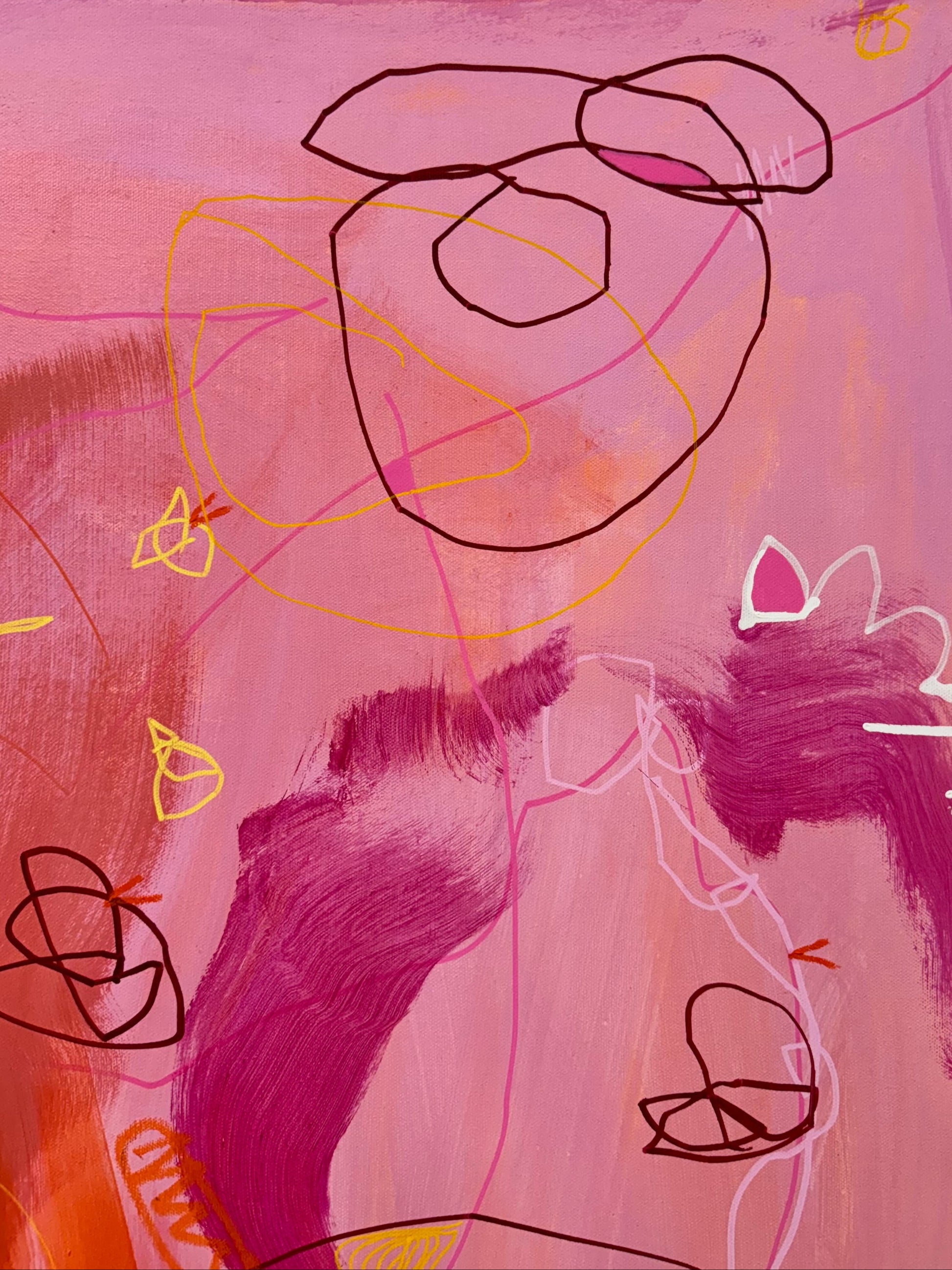 Abstract mixed media artwork titled "Say That Again" by Marisa Gouda, bold and energetic.