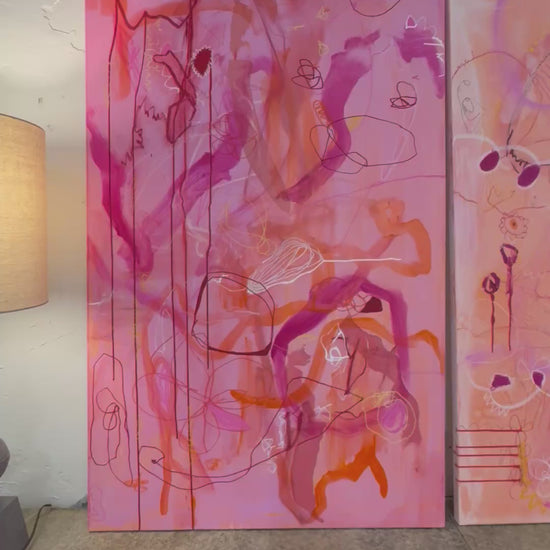 A video of abstract mixed media artwork titled "Say That Again" and "But Louder This Time" by Marisa Gouda, bold and energetic.