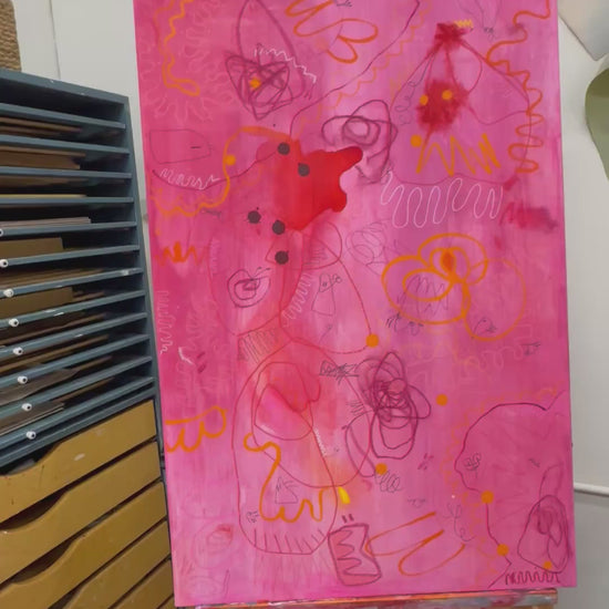 A video of  the playful and vivid abstract painting titled "Permission Not Required" by Marisa Gouda, inspired by inner freedom.
