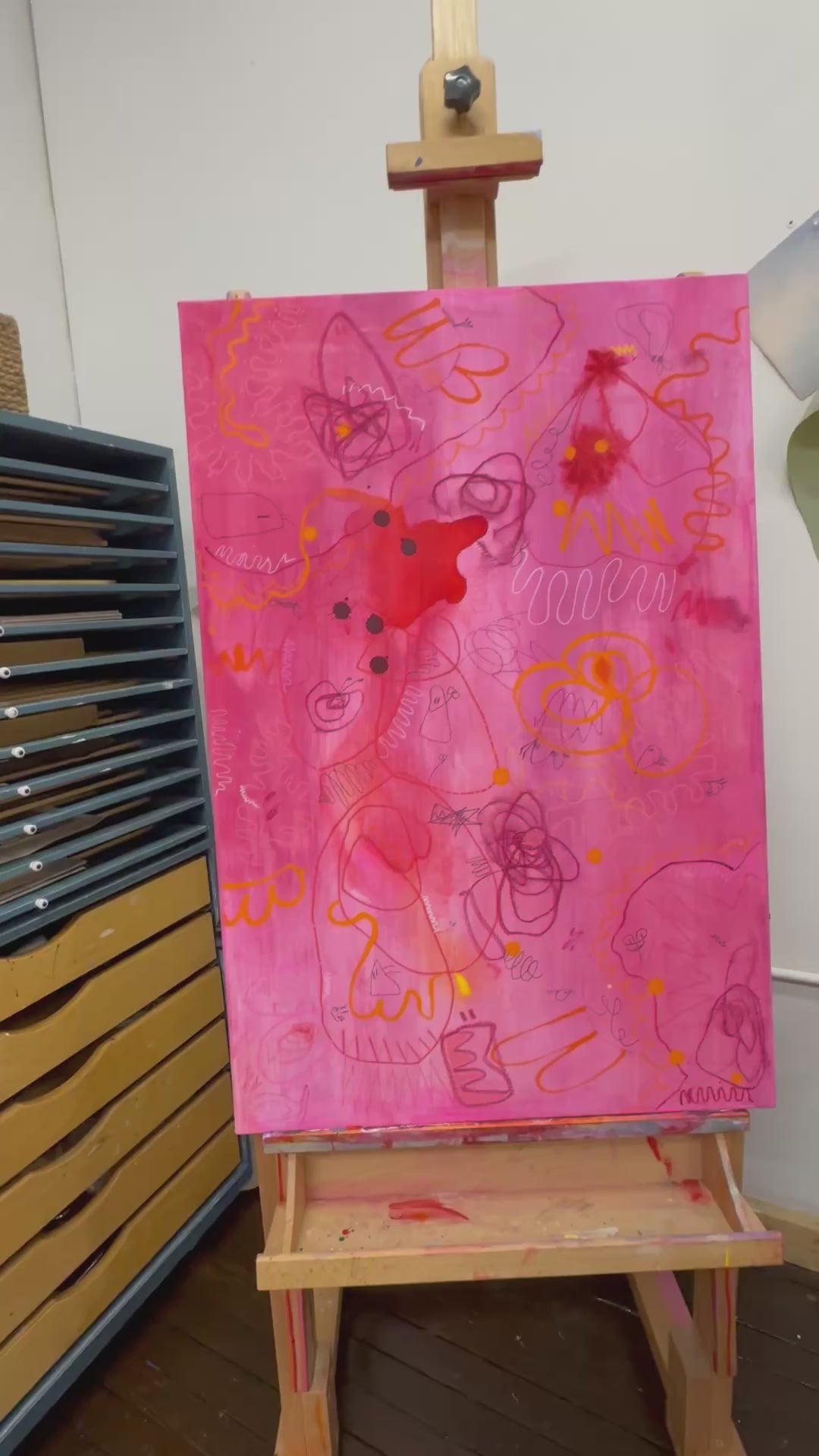 A video of  the playful and vivid abstract painting titled "Permission Not Required" by Marisa Gouda, inspired by inner freedom.