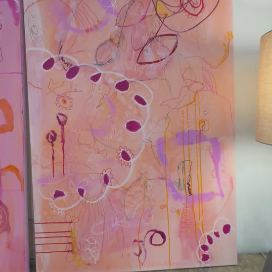 A video of abstract mixed media artwork titled  "Say That Again" and "But Louder This Time" by Marisa Gouda, vibrant and expressive.